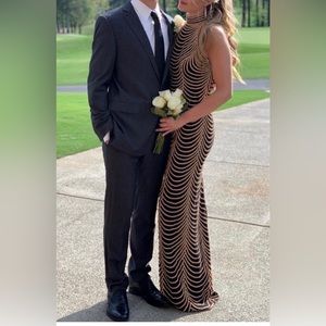 Jovani black and gold formal dress.